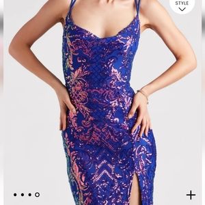 Sequin neck long dress